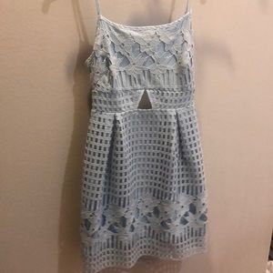 Powder blue eyelet lace dress